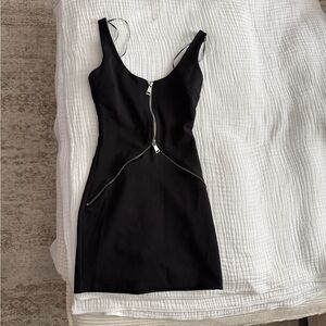 Zara Black Mini Dress with Zipper Detail